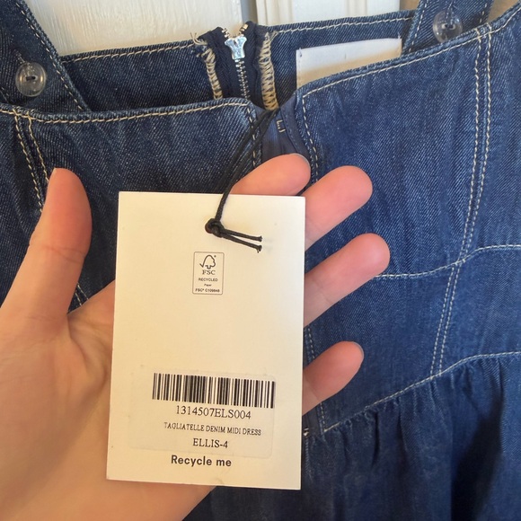 Reformation Tagliatelle Blue Denim Midi Dress NWT - Picture 6 of 13